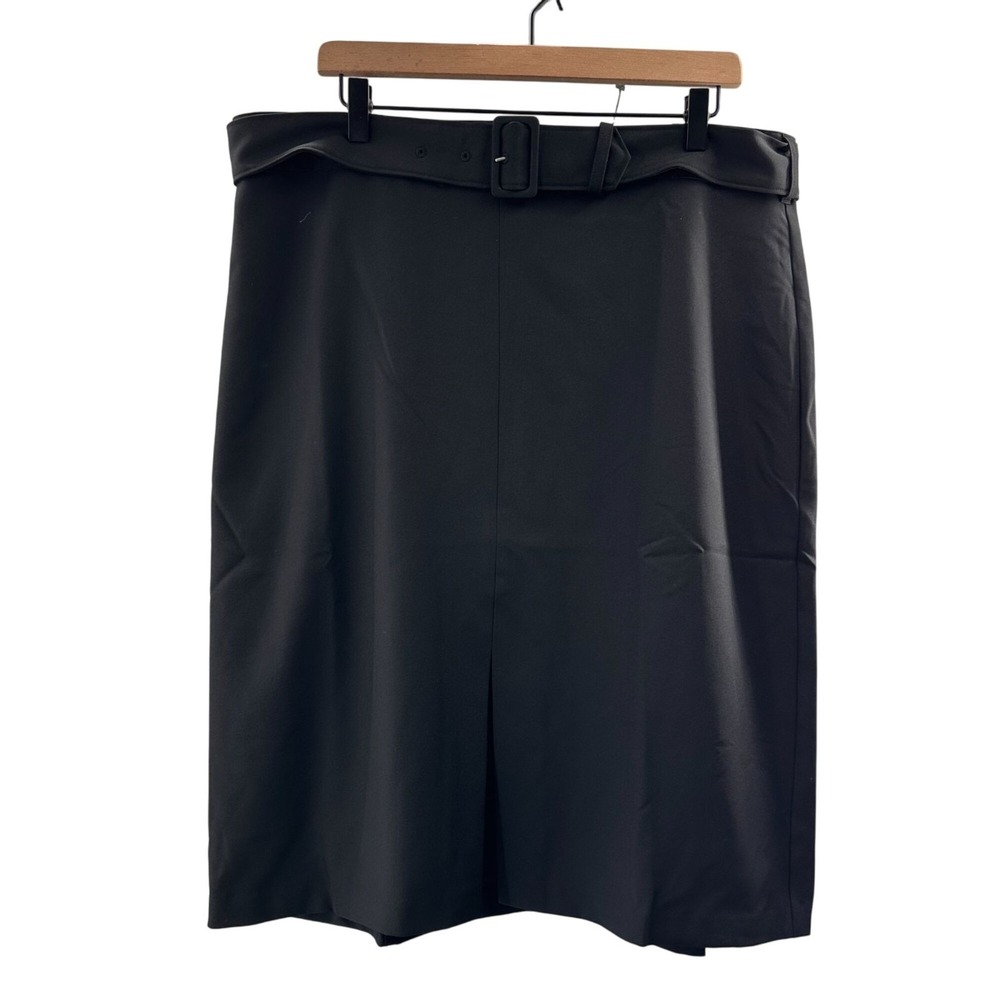 Banana Republic Womens Black Belted Midi Skirt Plus Size 16 Stretch Quiet Luxury
